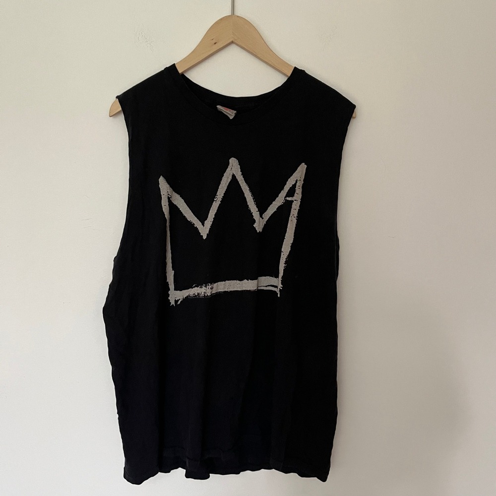 Junk Food Jean-Michel Basquiat Crown Muscle Tee Black Sleeveless Tank Top